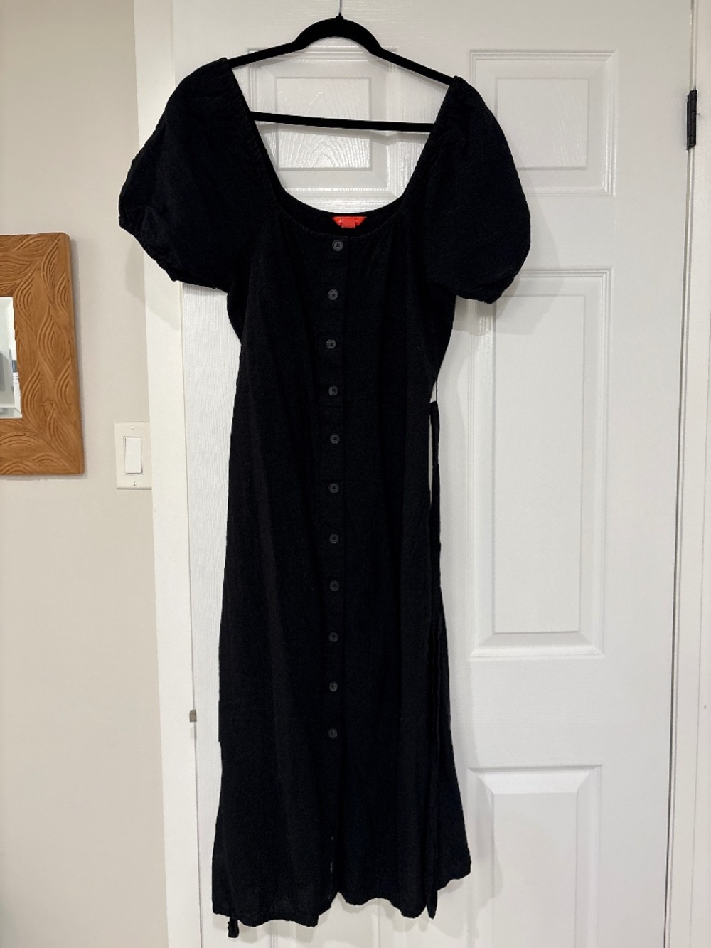 JF linen blend summer dress button detail